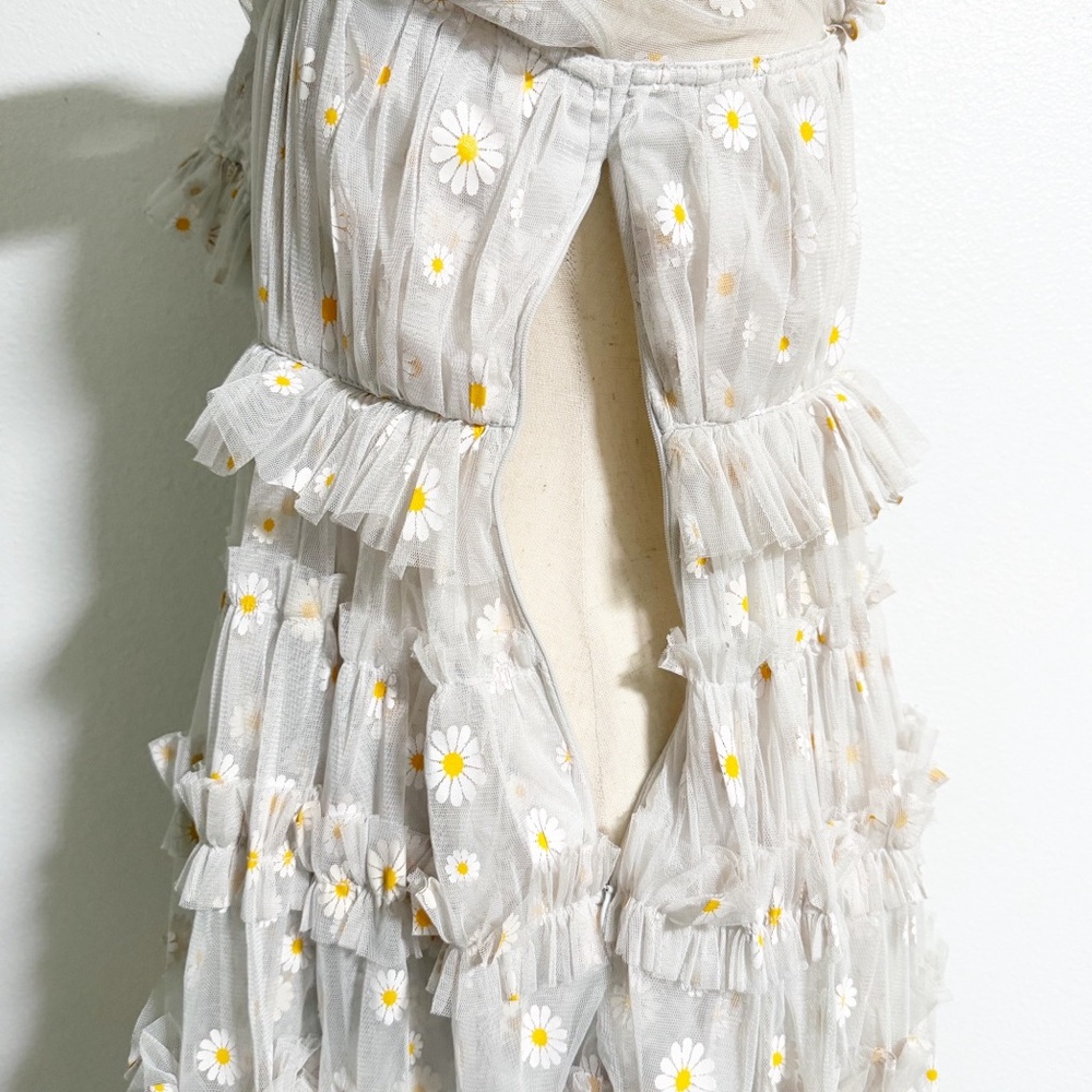 Lace & Beads Tulle Daisy Tiered Mini Dress - Picture 8 of 14